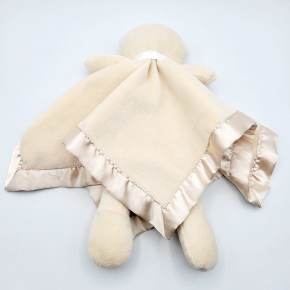 Petit Tresor of Beverly Hills Tan Bear Blanket Lovey Soft Baby Toy Satin Trimmed - Picture 5 of 9